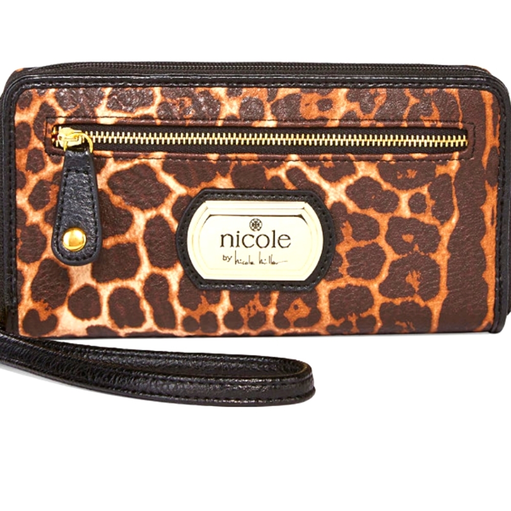 nicole by Nicole Miller "Cara" Triple-Zip Leopard Wallet